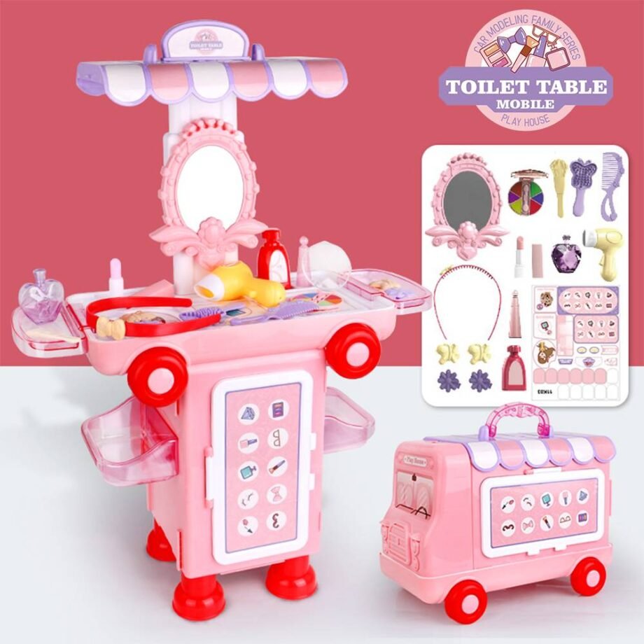 2 in 1 Vanyeh Pretend Play House Toilet Table Mobile Makeup Beauty Bus Stall Set 11K03